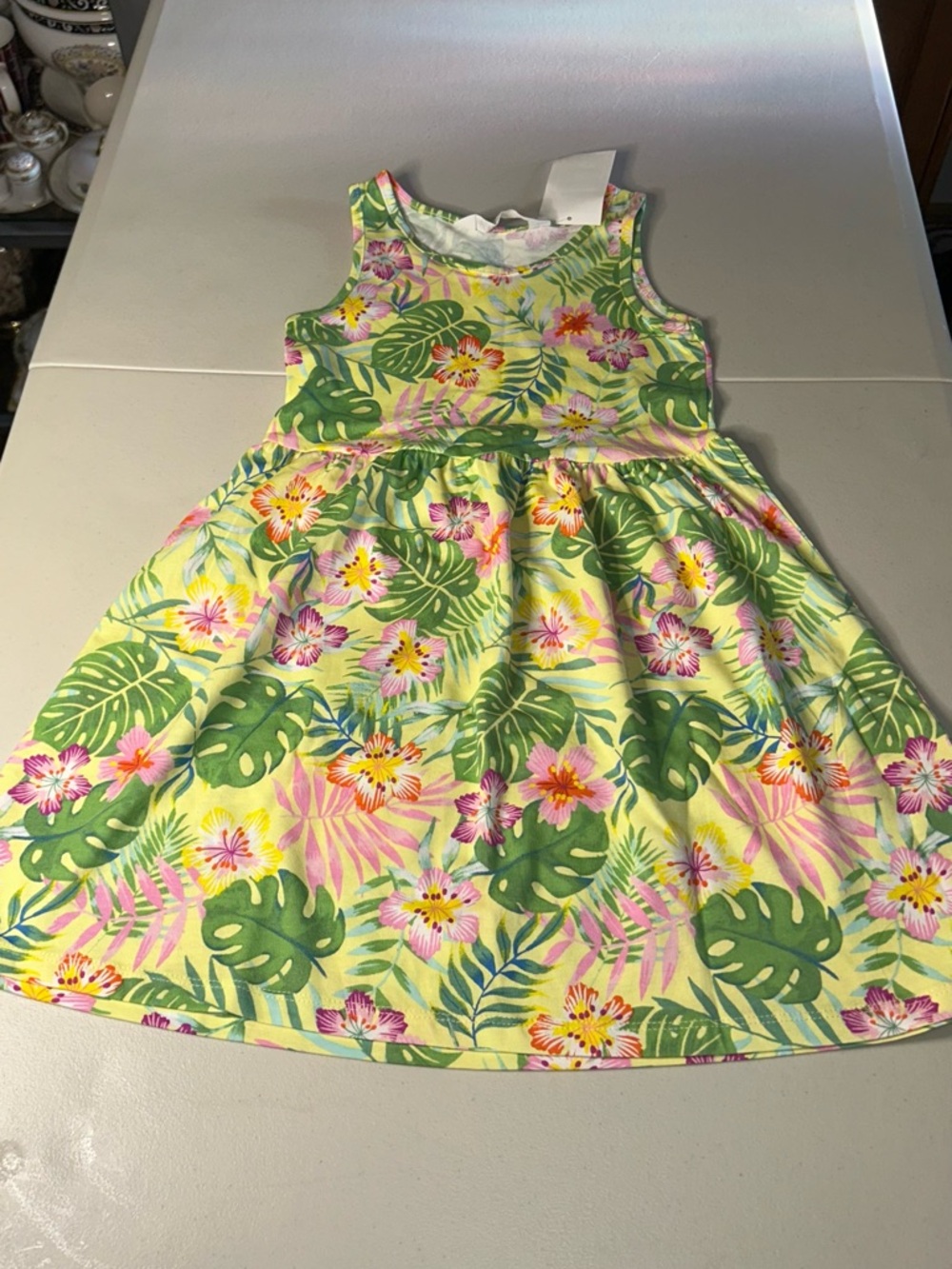 H&M Yellow Tropical Floral Sleeveless Dress for Kids